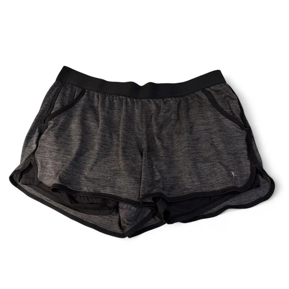 Danskin Now Womens Gray Space Dye Athletic Shorts XL 16-18 Inner Liner Pockets